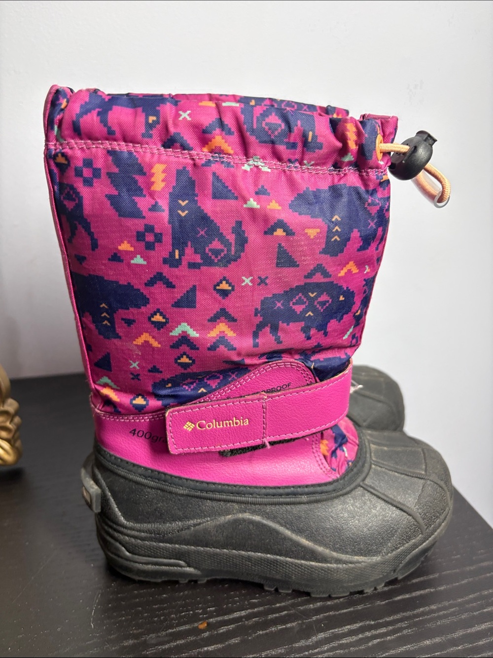 Columbia Kids Pink and Navy Patterned Snow Boot